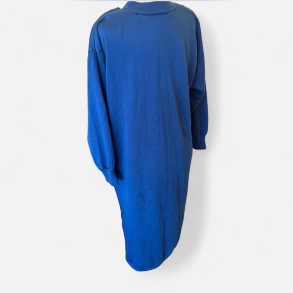Vintage 1980’s Teddy Bear Plush Blue Long Sweatshirt Dress Women’s Sz M - Picture 6 of 7